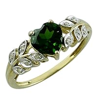 1.1 Carat Chrome Diopside Heart Shape Natural Non-Treated Gemstone 10K Yellow Gold Ring Engagement Jewelry for Women & Men