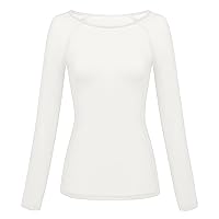 Women's Solid Color Blouses Tops Fashion Mesh Summer Crew Neck Tee Shirts to Hide Belly Long Sleeve Cute Spring Tunic