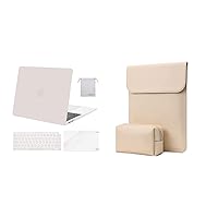 MOSISO Compatible with MacBook Air 13 inch Case 2022, 2021-2018 A2337 M1 A2179 A1932, Faux Suede Leather Laptop Sleeve with Small Bag&Keyboard Cover&Screen Protector&Storage Bag, Rock Gray&Apricot