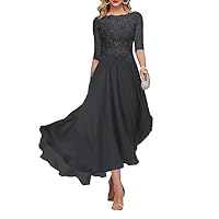 Lace Mother of The Bride Dresses 3/4 Sleeves Formal Dress Long Chiffon