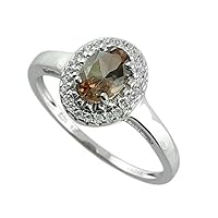 Andalusite Oval Shape Natural Non-Treated Gemstone 14K White Gold Ring Engagement Jewelry for Women & Men