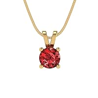 Clara Pucci 0.55ct Round Cut unique Fine jewelry Natural Scarlet Red Garnet Gem Solitaire Pendant With 16
