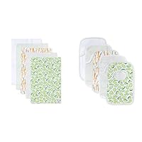 Burt's Bees Baby Avocados & Carrots Bundle: Includes 5-Pack Extra Absorbent Baby Bibs, and 5-Pack Lap-Shoulder Drool Cloths - 100% Organic Cotton
