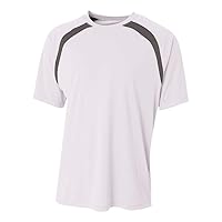 Adult Large White/Graphite Color Block Short Sleeve Crew