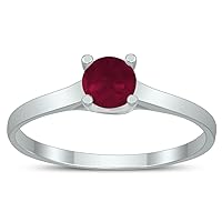 Round 4MM Ruby Cathedral Solitaire Ring in 10K White Gold