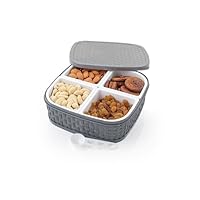 Plastic Square 4 Sections Multipurpose Dry Fruit Dabba Box Set, Dry Fruit Box Set - Grey (Dry fruit Box - 4 in 1)