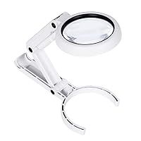 MYMSBH Handheld Foldable Magnifying Glass Portable 5X 11X Loupe Magnifier Screen for Newspape 8 LED Bracket Type Table Desktop Lamp