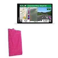 BoxWave Case Compatible with Garmin DriveSmart 55 - Velvet Pouch, Soft Velour Fabric Bag Sleeve with Drawstring - Cosmo Pink