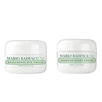 Mario Badescu Hyaluronic Eye Cream, 0.5 oz with Mario Badescu Seaweed Night Cream for Combination, Oily & Sensitive Skin| Oil-Free Moisturizer with