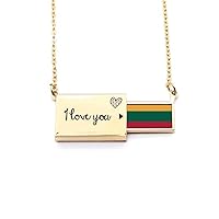 lithuania national flag eu country Letter Envelope Necklace Pendant Jewelry
