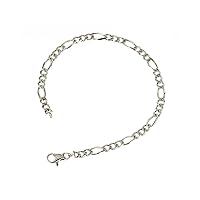 Platinum 4.8mm Figaro Chain Necklace for Men or Women - 20
