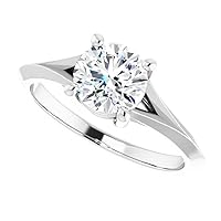 JEWELERYIUM 1 CT Round Cut Colorless Moissanite Engagement Ring, Wedding/Bridal Ring Set, Halo Style, Solid Gold, Anniversary Bridal Jewelry, Precious Ring for Women/Her