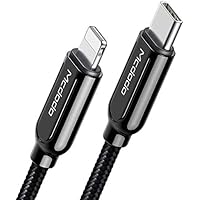 mcdodo [ Type C to Phone 11 Pro Max/11 PD Fast Charge Cord Nylon Braided Sync Charge USB Data 6FT Cable Compatible New Phone List Below (Black, 4FT/1.2M)