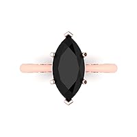 2.50 carat Marquise Cut Solitaire Natural Black Onyx Proposal Wedding Bridal Anniversary Ring 18K Rose Gold