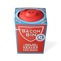Talisman Designs Bacon Bin Grease Strainer & Collector | Family Friendly Kitchen Tools | Fun & Functional Silicone Grease Container | Holds up to 2 Cups | XL Size | Red