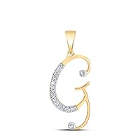 10kt Yellow Gold Womens Round Diamond Initial G Letter Pendant 1/12 Cttw