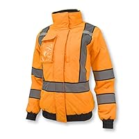 SJ930-3ZOW Women's Class 3 Quilted Bomber Jacket - Orange - Size M