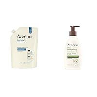 Aveeno Skin Relief Fragrance-Free Body Wash Refill with Oat to Soothe Itchy & Daily Moisturizing Body Lotion with Soothing Prebiotic Oat