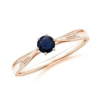 Blue Sapphire CZ Diamond Solitaire Ring 925 Sterling Silver 18k Rose Gold plated September Birthstone Gemstone Jewelry Wedding Engagement Women Birthday Gift