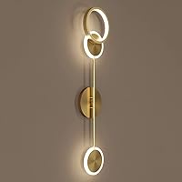 Round Wall Light, Study Dining Room LED Tri-Color Light Source Lighting Wall Lamp Copper Lamp Body, Acrylic Lampshade, Hard-Wired Wall Sconces for Indoor Home Hotel Dining Room Decoration