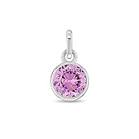 925 Sterling Silver Small Round Simulated Birthstone Charm For Young Girls & Teens - Petite Cubic Zirconia Stone Charms For a Young Girls Charm Bracelet - Meaningful Birthday Gift For Girls