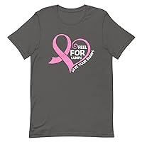 Feel for Lumps Save Your Bumps Breast Cancer Awareness Ribbon Heart Tee Also 2XL 3XL 4XL