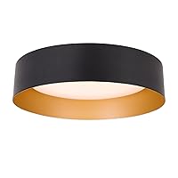 Flush Mount Ceiling Light,12.5 inch LED Ceiling Light Fixture,Matte Black with Gold Inside,3000K/Warm White/18W(100w Equiv.),Dimmable Outdoor Lighting Fixtures Ceiling for Bedroom and Hallway