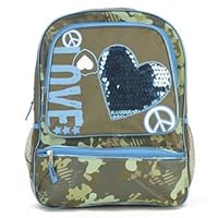 Outdoor Backpack in Love Love Love Peace Sparkling Blue Heart Style and One HSM Coin Wallet Set