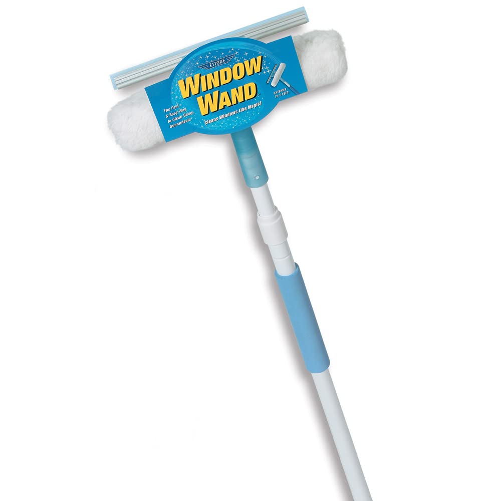 Ettore Window Wand Squeegee and Washer Combo Tool, 5 Feet Handle