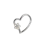 316L Stainless Steel Synthetic Opal WildKlass Flower Heart Annealed Cartilage Earring
