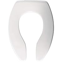 BEMIS 3155CT 000 Commercial Extra Heavy Duty Open Front Toilet Seat without Cover that will never slam, never loosen & Reduce Call-backs, ELONGATED, Plastic, White