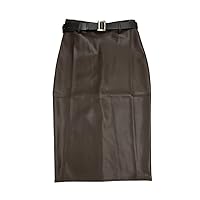 PU Leather Wrap Skirts with Belted Autumn Winter Women Midi Skirts High Waist Sheath Pencil Sexy Skirt