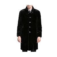 Long Faux Fur Coat Outwear Black Winter Parka Overcoat for Men