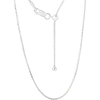Savlano 925 Sterling Silver Solid 1.0MM Franco Square Box Adjustable Bolo 14-24 Inch Chain Necklace For Women & Girls - Made in Italy Comes With a Gift Box