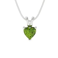 Clara Pucci 0.55 ct Heart Cut Genuine Natural Pure Green Peridot Solitaire Pendant Necklace With 16