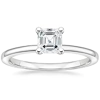 JEWELERYIUM 1 CT Asscher Cut Colorless Moissanite Engagement Ring, Wedding/Bridal Ring Set, Halo Style, Solid Sterling Silver, Anniversary Bridal Jewelry, Awesome Birthday Gift for Wife