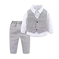 Mud Kingdom Boys Suits for Weddings White Shirts, Vests and Pants Clothes Sets