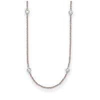 Mother's Day Gift 18K White and Rose Gold Solid Diamond Station Necklace for Women 16