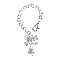 Tea Cup - Silvertone Bow Charm Accessory for Tumblers and Thermal Cups