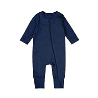 Teach Leanbh Baby Boys Girls Footless Pajamas 2 Way Zipper Long Sleeve Romper with Viscose Made From Bamboo Fiber