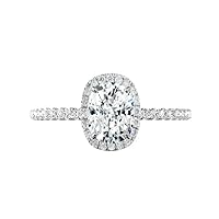 2 CT Elongated Cushion Cut Moissanite Ring Engagement Rings for Women Twisted Promise Gifts for Her Hidden Halo Moissanite Ring