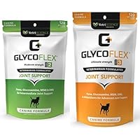 Glycoflex 2 Hip and Joint Supplement for Active Dogs, 120 Chews & Glycoflex 3 Clinically Proven Hip and Joint Supplement for Dogs, 120 Chews