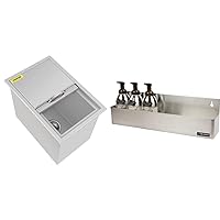 Happybuy Drop in Ice Chest 18L x 12W x 14.5H Inch Stainless Steel Ice Cooler with Sliding Cover Drop in Ice Bin Included Drain-Pipe and Drain Plug & San Jamar Stainless Steel Speed Rails