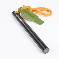 Upgrade Ferro Rod Fire Starter, 1/2 Inch X 6 Inch Thick Ferrocerium Rod, Drilled Flint Fire Steel with Lanyard and Striker, Last up 20,000 Strikes Great for Outdoor Survival Camping