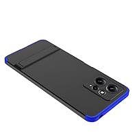 for Redmi Note12 4G Case, 3 in 1 Ultra Thin Anti-Scratch 360 Degree Full Protection Matte Hard Slim PC Cover Shockproof Phone Case with Kickstand for Xiaomi Redmi Note 12 (4G) (Blue+Black)