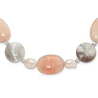 18.45mm 925 Sterling Silver Aventurine Crystal and Fwc Pearl With 2inch Extension Necklace 17 Inch Jewelry for Women