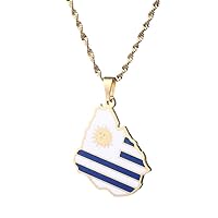 Uruguay Map Flag Pendant Necklaces for Women Charm Uruguayan Jewelry