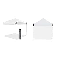 Ambassador Instant Shelter Canopy, 10' x 10', Roller Bag and 4 Piece Spike Set, White Slate & Single Sidewall, Fits 10' Straight Leg, Truss Clip Attachment, White