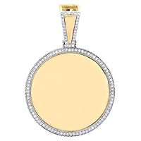 0.50 CT Round Shape Simulated White Diamond Plain Disc Halo Chem Pendant In 14K Yellow Gold Plated