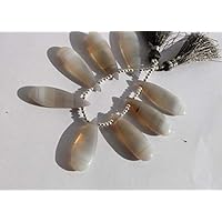 8 Pcs 4 Match Pair Gray & White Shaded Chalceny Smooth Elongated Pear Briolettes Size 35x13mm-37x12mm Code-HIGH-40887